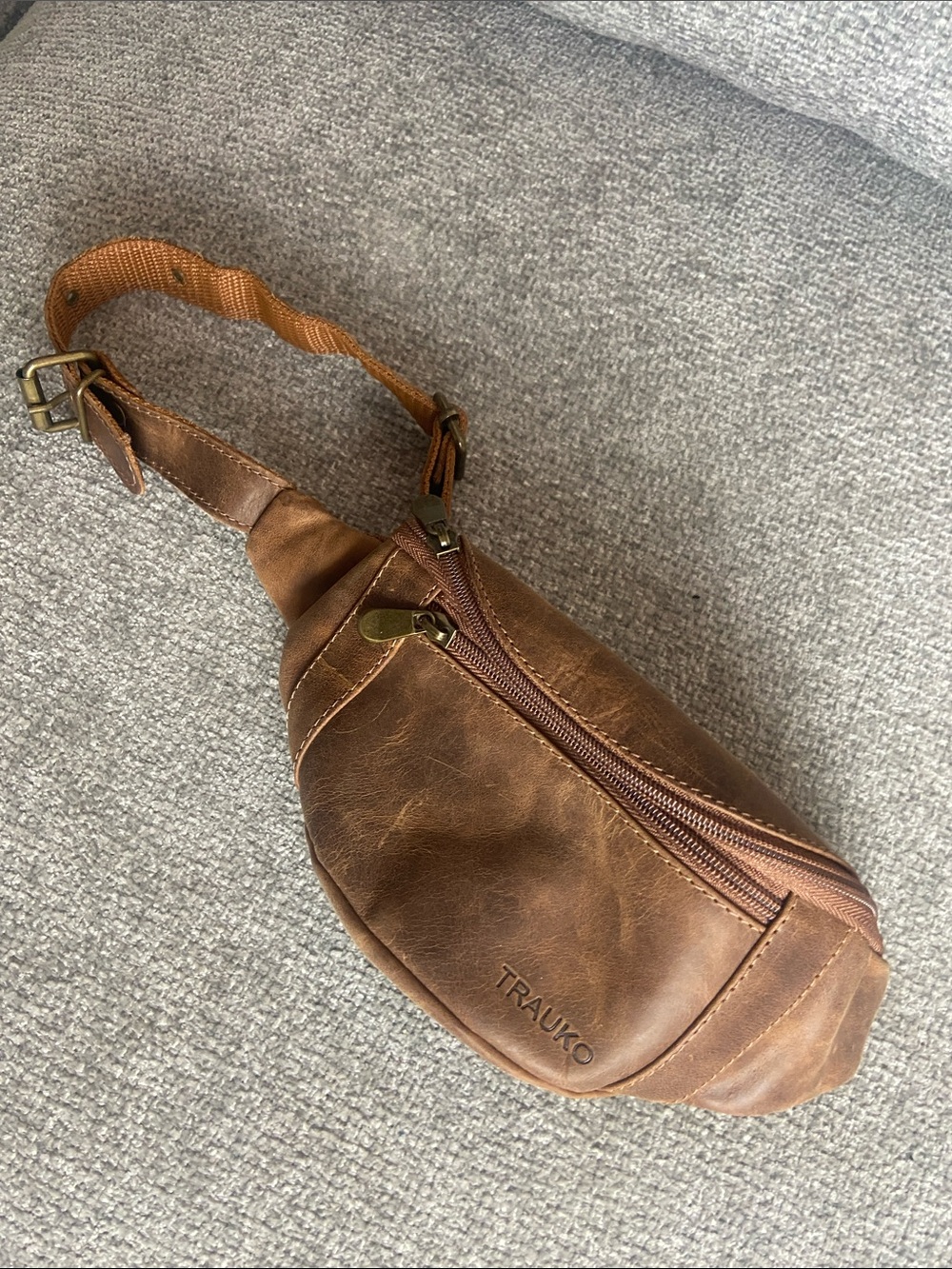 Brown Leather Waist Pack for Men or women - Picture 8 of 9